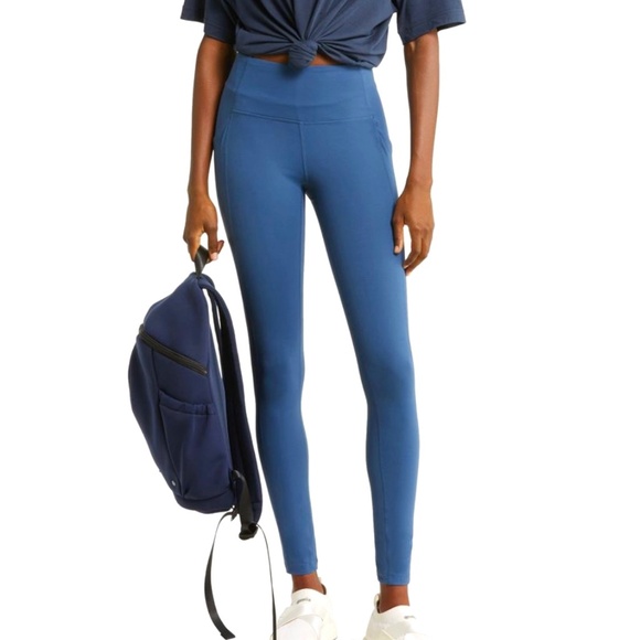 Zella Pants - Zella Recycled Live In Pocket Leggings Full Length Navy Denim SZ L